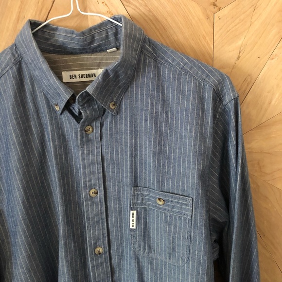 Blue & White Striped Ben Sherman Button Up Shirt - Picture 3 of 7